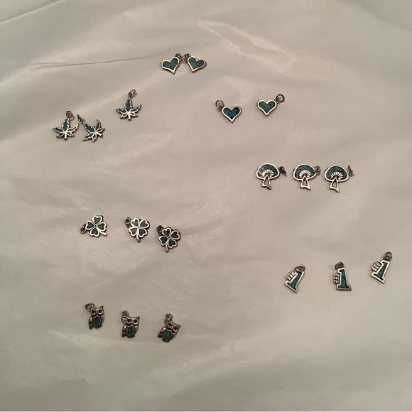 NEW vintage 925 silver Cannabis Leaf Charm-Pendant Turquoise - Picture 6 of 7